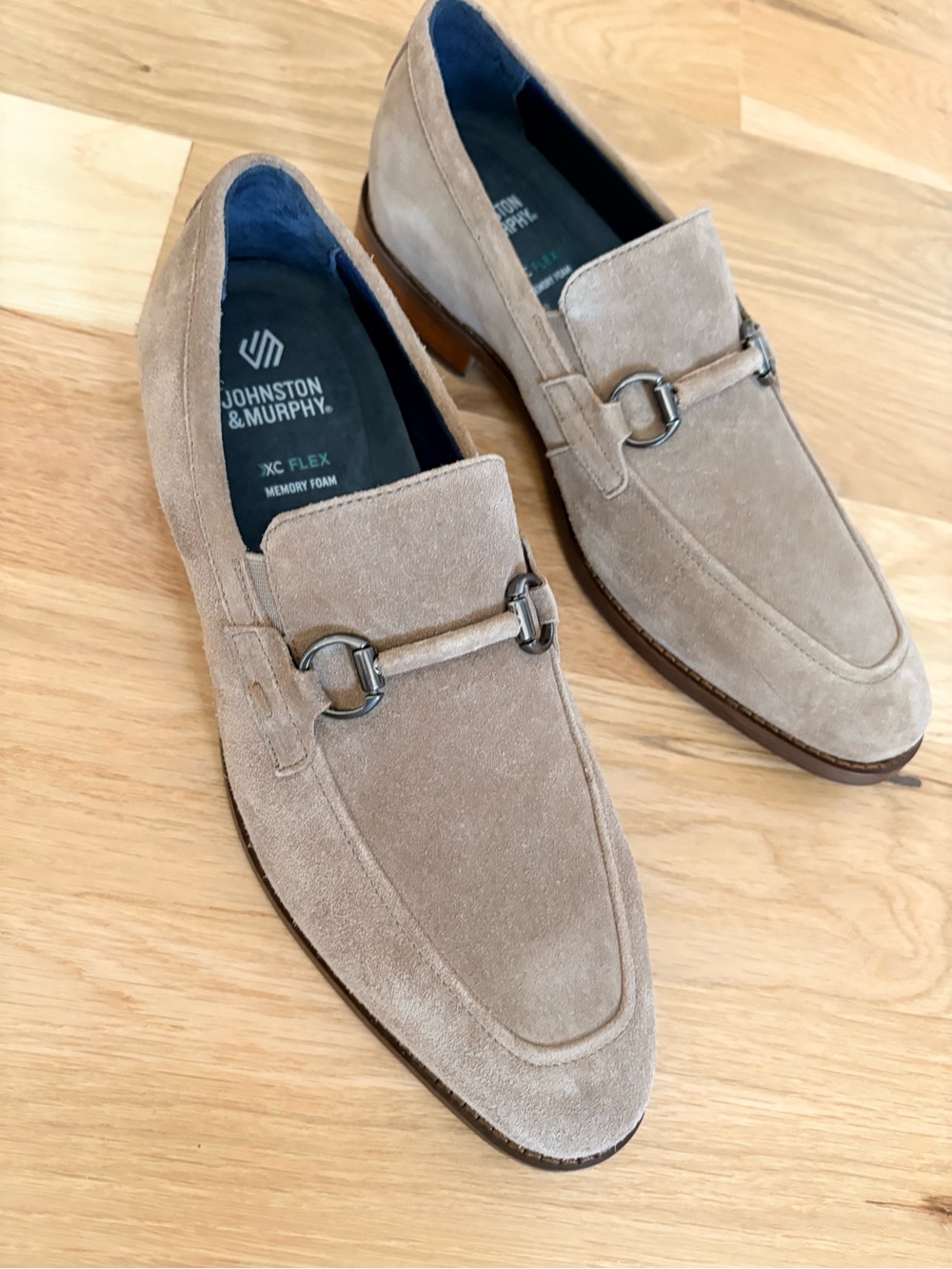 Johnston & Murphy XC Flex Landry Bit in Taupe Suede size 9M loafers NEW suede